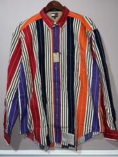 VINTAGE DEADSTOCK 90's TOMMY HILFIGER SURPLUS STRIPED COLOR BLOCK SHIRT hip hop