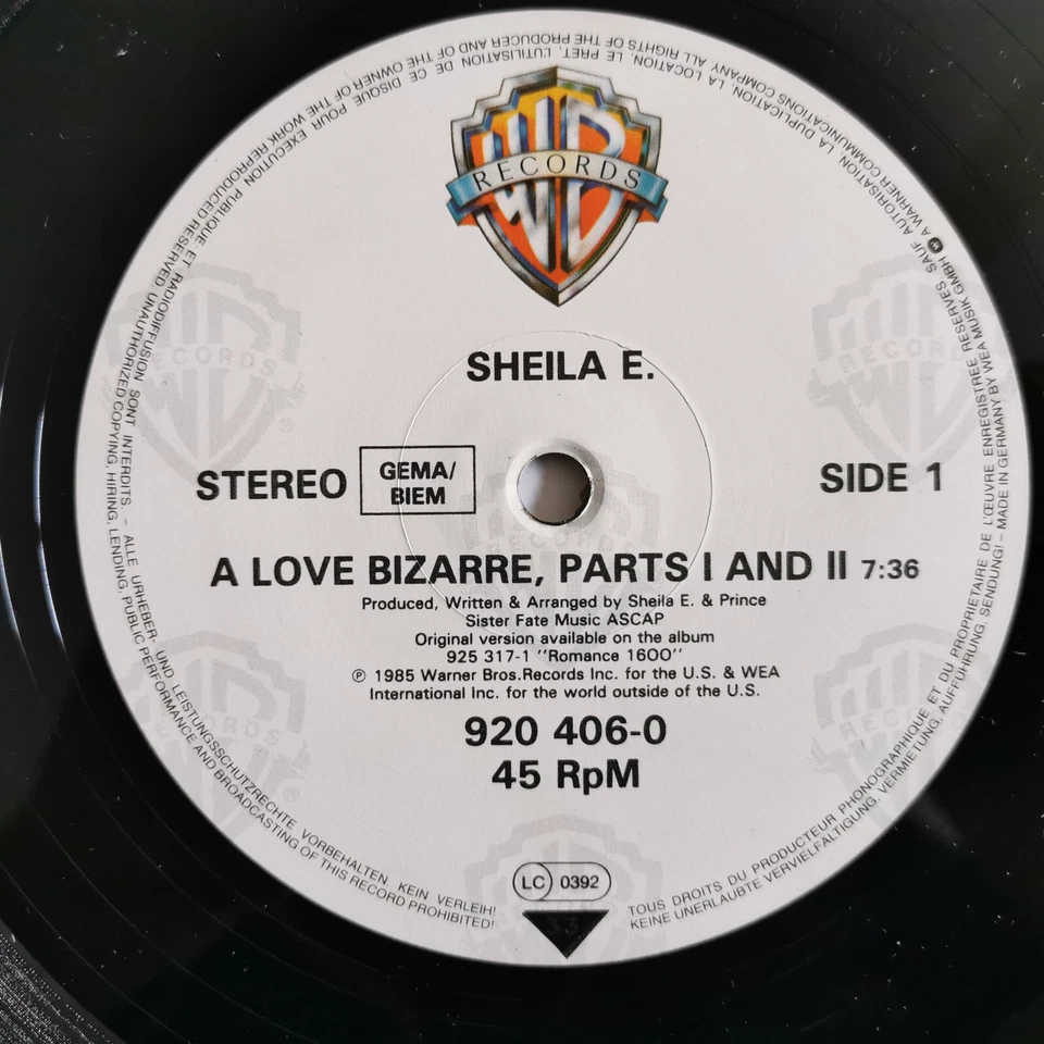 Sheila E. – A Love Bizarre - Vinyle, 12", 45 RPM, Single, Stereo -1985 - VG+/VG+ - Photo 3/4