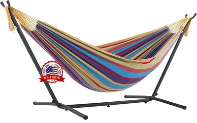 Hamaca Con Soporte Doble De Casa Patio Portátil Exterior Para 2 Personas Adultos