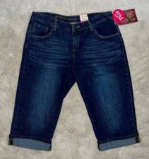 GIRLS ARIZONA JEANS ADJ WAIST DENIM CAPRI BOYFRIEND FIT 16-1/2 PLUS MED WASH NEW