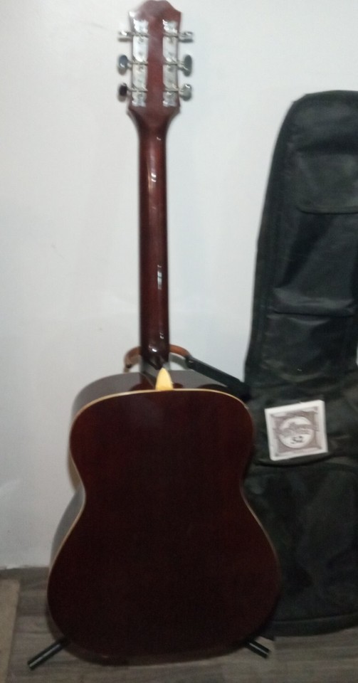 Vintage Epiphone 6 String Acoustic Guitar With Case, Strings, Stand