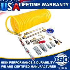 New 20pcs Air Compressor Accessory Kit 25Ft Recoil Hose Gun Nozzles Set 1/4" NPT