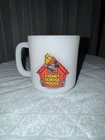 1981 Milk Glass Glasbake Coffee Mug cup Disney School House Retro vintage