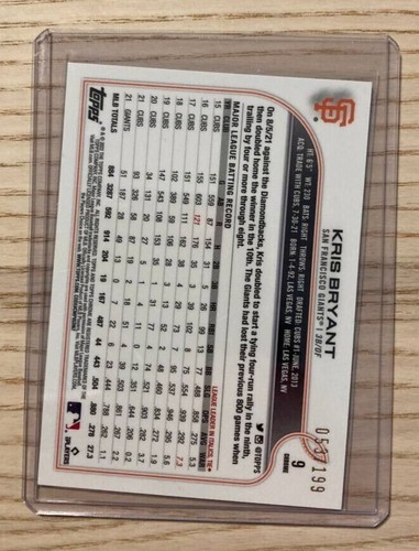 Kris Bryant 2022 Topps Chrome Aqua Wave /199 Giants/Rockies - Bild 2 von 2