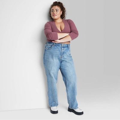 Womens High Rise Curvy Straight Denim Jeans 16/32'' Wild Fable