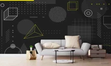 3D Black Geometric Wallpaper Wall Mural Removable Self-adhesive Sticker 585