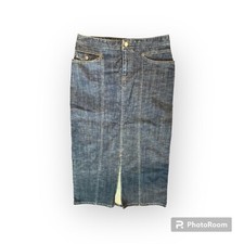 Y2K Maxi Eddie Bauer Denim Skirt Long Front Slit Blue Jean Sz 4 Vtg Euro Core