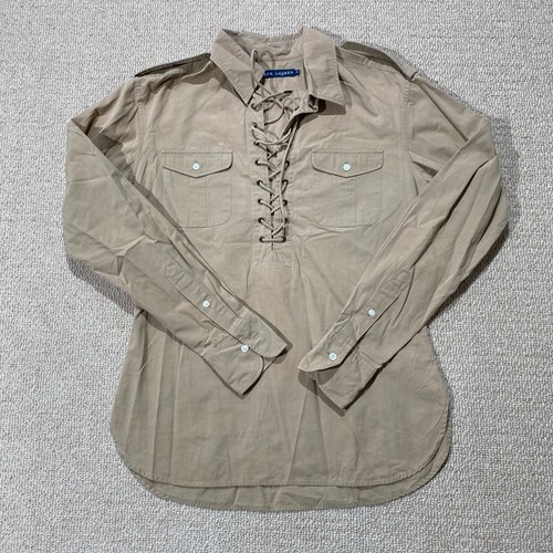 VINTAGE Ralph Lauren Schnürbluse Damen 8 UK US 4 beige hellbraun Western Fransen