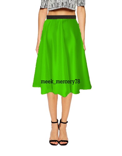 Classic Women New Style Fancy Skirt Satin Perry Elastic Waist Midi skirt S35 - Picture 12 of 45