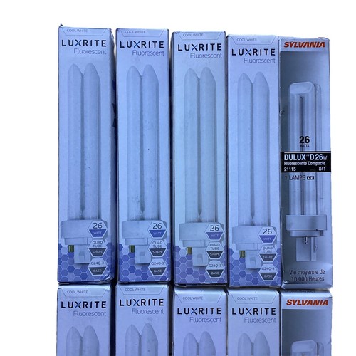 Sylvania Dulux D 26w Compact Fluorescent (2)-Luxrite Quad Tube(G24Q-3)(8) Lot 10 - Picture 2 of 8