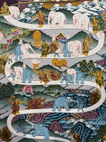 Seidenbrokat montiert Weg in den Himmel Thangka Gemälde, Weg zum Nirvana Thanka - Bild 5 von 9