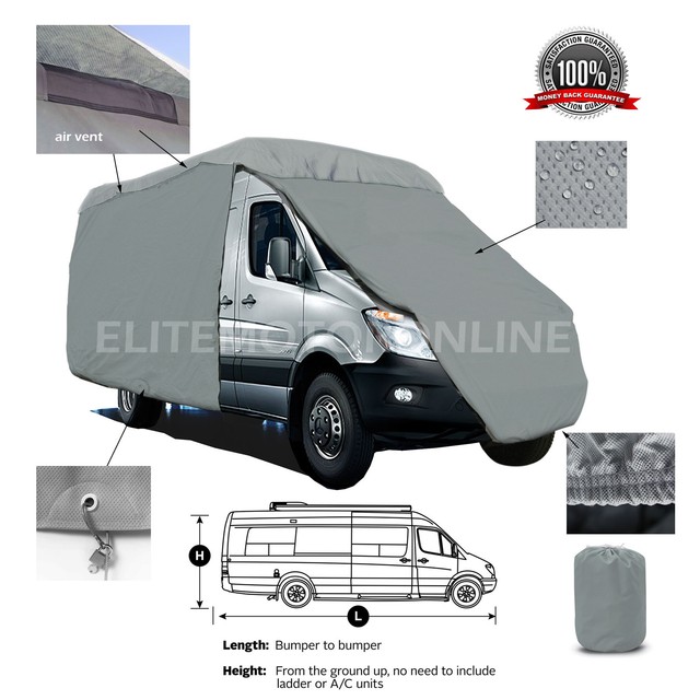 Deluxe 4-Layer Class B High Top Van Cover Fits 28' 29' 30'L Zipper Door