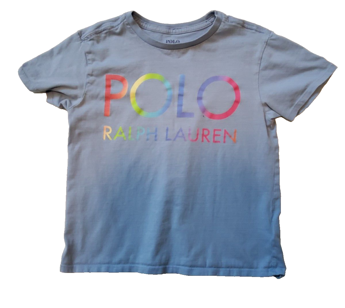 Tシャツ・カットソー POLO RALPH LAUREN Women Tops 211965761 001 Blue Polo Ralph Lauren Girls Sky Blue T-Shirt Rainbow Logo 8-10