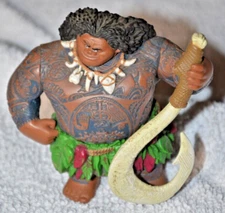 Moana Maui The Demigod Disney 4" PVC Figure w/ Magic Fish Hook Toy gift Rock