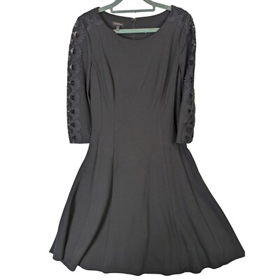Talbots Women size 4 Lace Sleeve Ponte Fit & Flare Dress Black Elegant  Classic | eBay