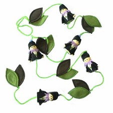 ACTION garland/mobil� with flower children and leaves 11 pieces approx. 1.6m black/green