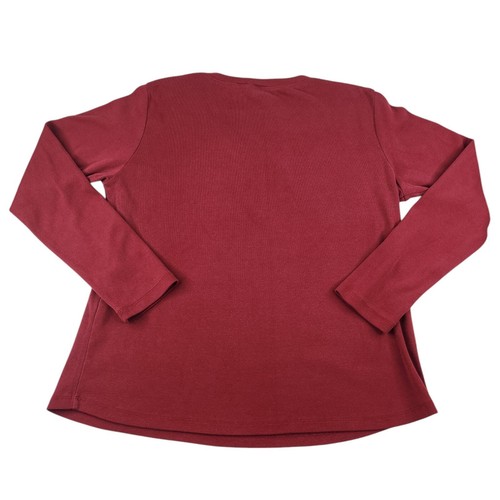 Red Burgundy Embroidered Shirt Womens XL Long Sleeve V Neck Christmas Holidays - Picture 4 of 15