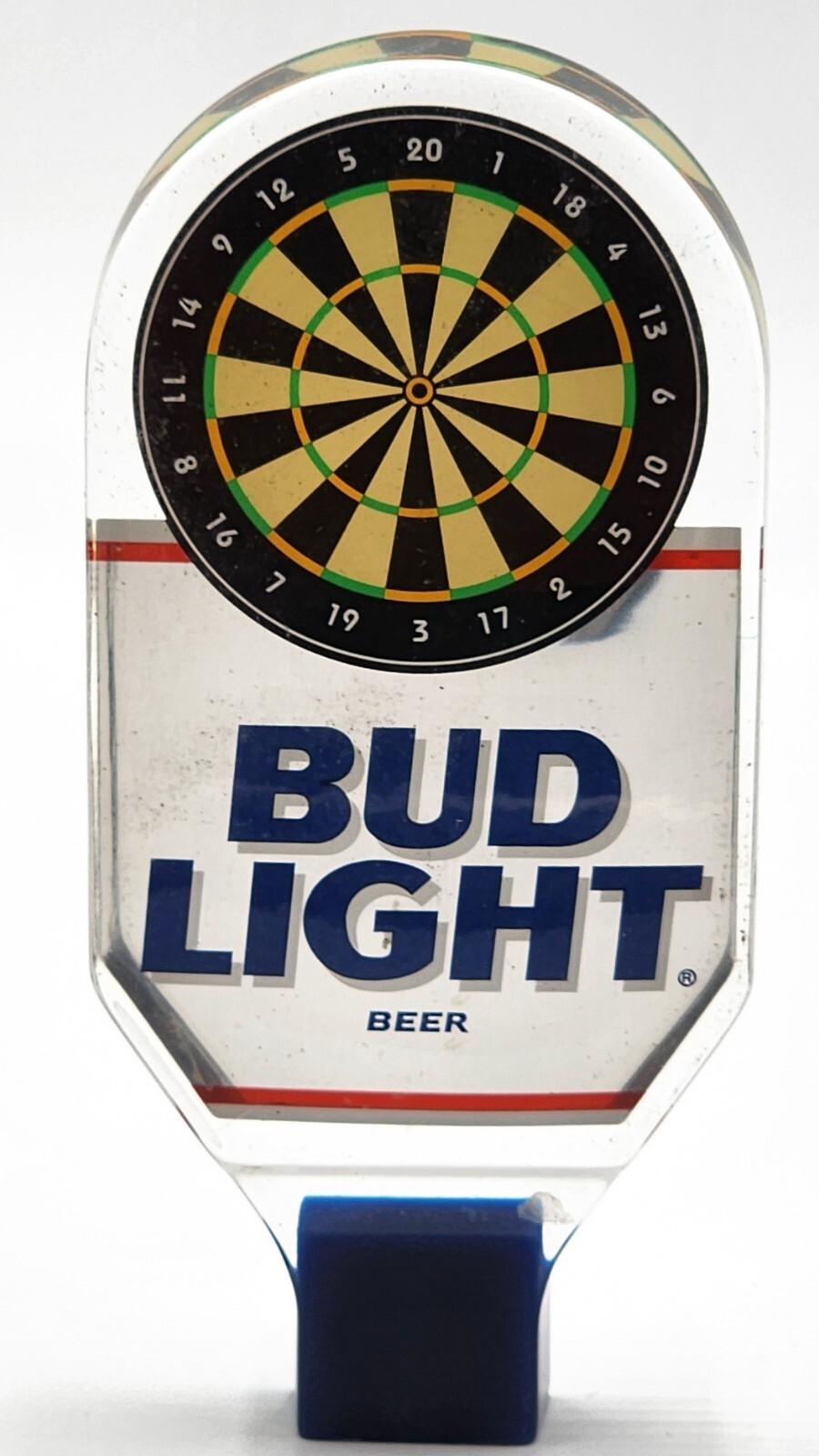 Bud Light Budweiser Beer Acrylic Lucite Dart Board Tap Handle Darts Clear 6.5 in