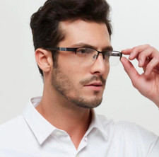 Rimless Designer Metal Frame Slim Reading Glasses men Women Unisex Black Busines