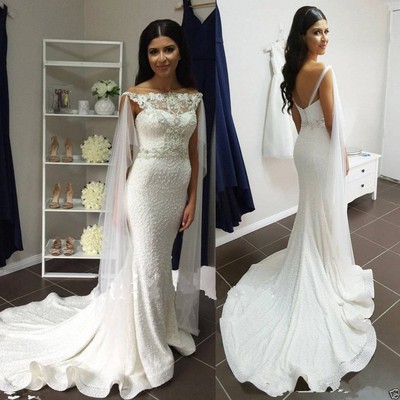 off shoulder wedding gown 2019