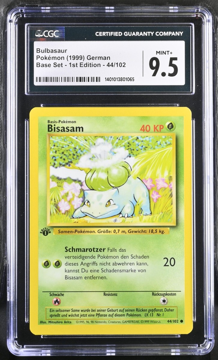 CGC 9.5 Pokemon Base Set German 1st Edition Bulbasaur Bisasam 44