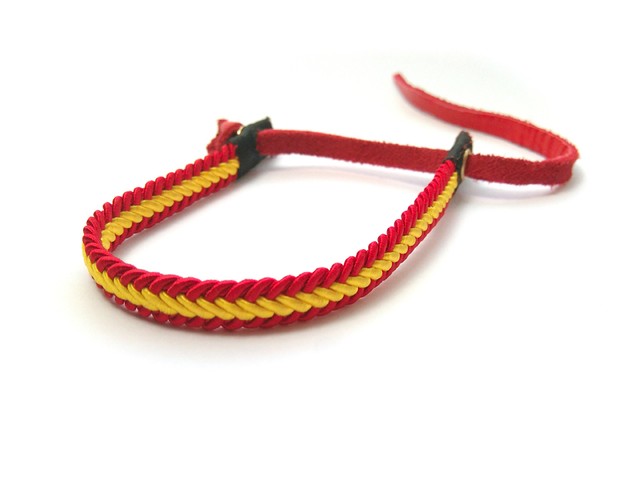Pulsera surfera de cuero piel trenzada colores bandera España | online en eBay