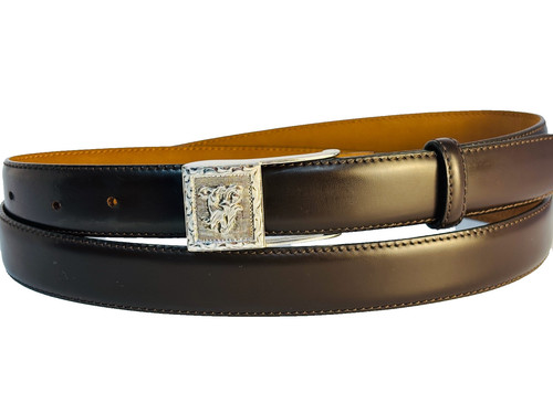 Brooks Brothers Genuine Leather Belt Size 40 Made in Italy 1" Dress Sterling 925