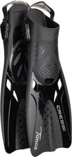 Cressi Tonga Short Adjustable Open Heel Fins, Black, S/M