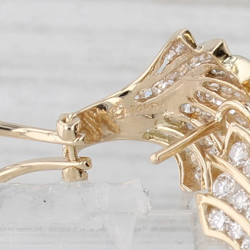 0.60ctw Diamond Shell Stud Earrings 14k Yellow Gold Omega Back Studs - Image 4 of 4