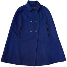 VTG 60s Youthcraft Navy Wool Overcoat Cape ILGWU Union Made Mod Dark Academia