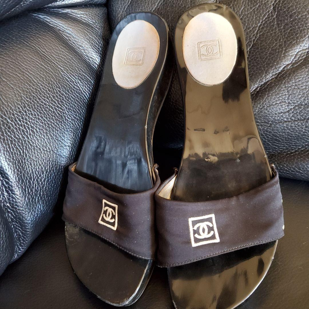 Chanel Jewel Flat Sandals Coco Mark Black Satin Size 39 US About9 For Women thumbnail 23