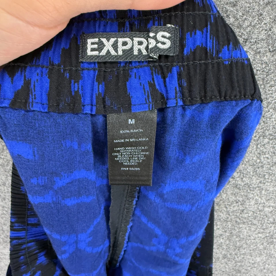 Pantalones Cortos Express Mujer M Medianos Negros Geométricos Tiro Medio Calientes Pantalones Pull On Rayón Foto 4 de 4