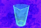 Antique Vtg Federal 3 Spout Green Uranium Vaseline Glass Measuring Cup 8oz