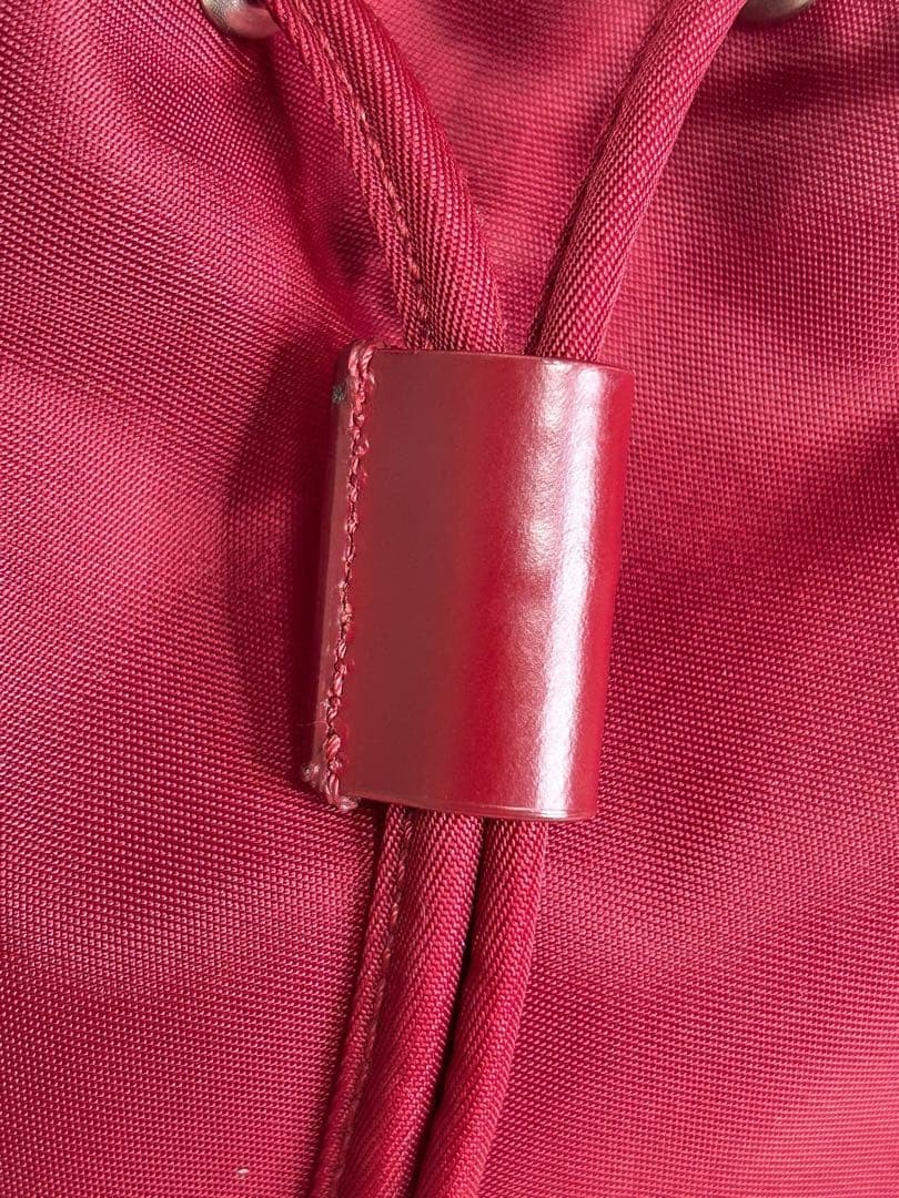 PRADA Red Nylon Drawstring Pouch Mini Bag Leather… - image 8