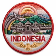 Indonesia Patch Iron-on Badge (80mm) Travel Asia Jakarta Tourist Emblem Vacation