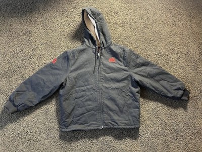 Mac Tools Jacket Mens XL Black Hooded Sherpa Lined Work Coat Canvas Full Zip