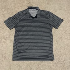 Oakley Mens XL Golf Polo Shirt Black/Gray Striped Short Sleeve Regular Fit