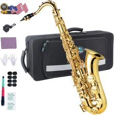 EASTROCK Tenor Saxophone Golden B Flat Tenor Sax Professional Tenor Saxophone...