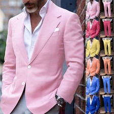 Men Suits Slim Fit Linen Thin Material Summer Wear Single Breasted Groom Wedding