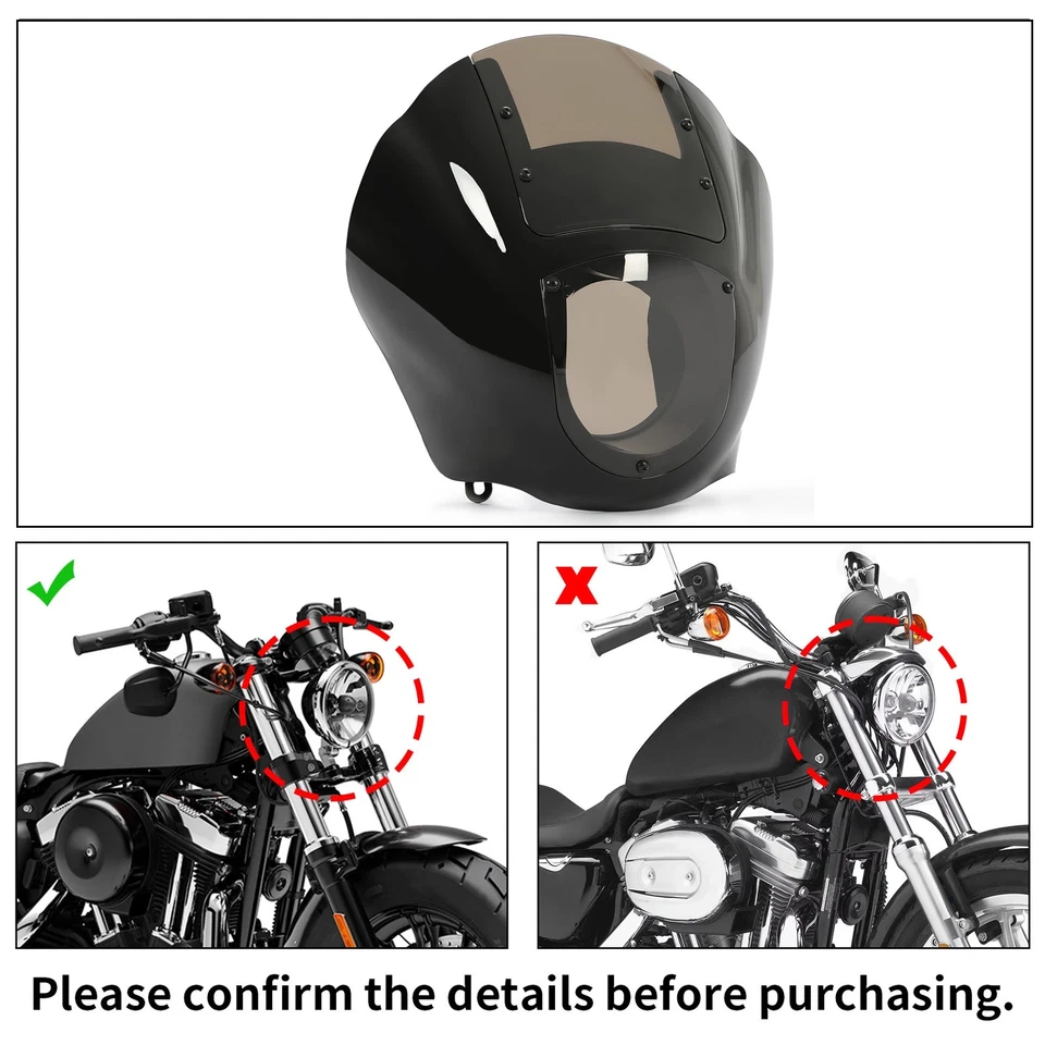 Smoked Quarter Headlight Fairing Windshield For Harley Dyna Sportster XL 88-Up - Изображение 4 из 4