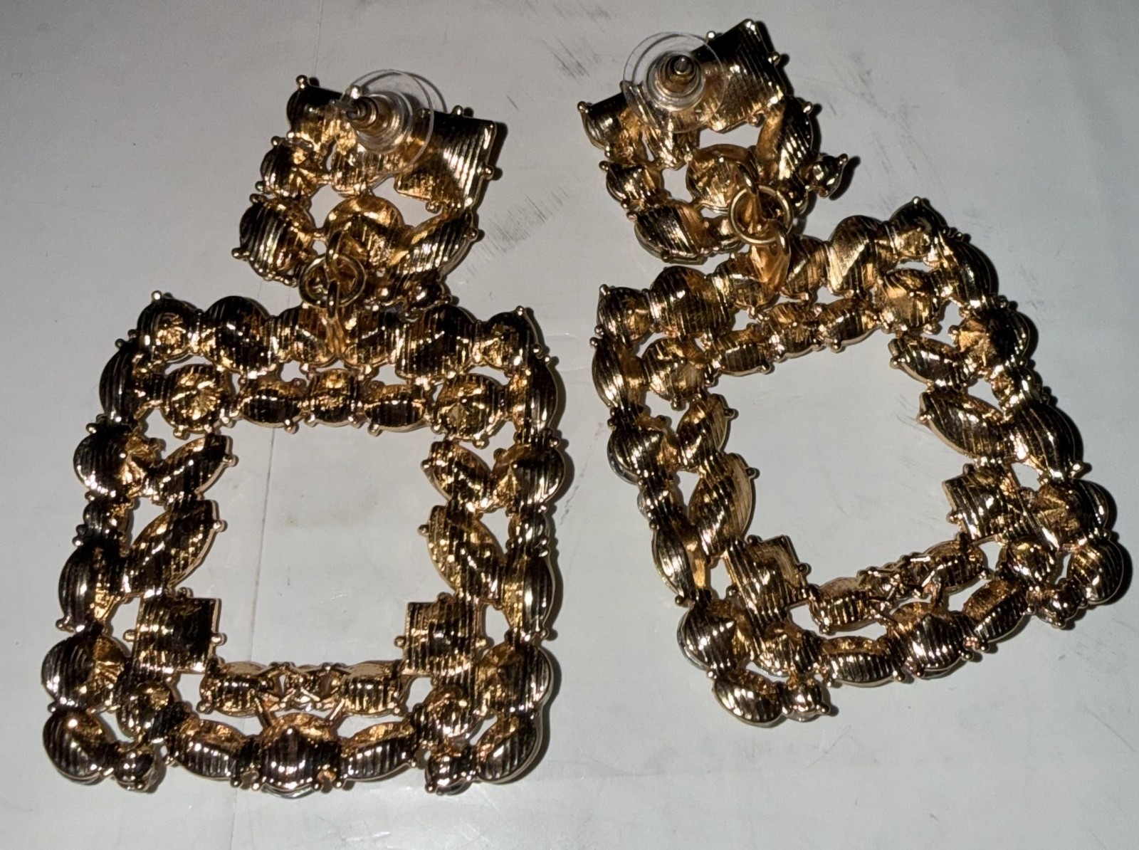 Statement Square Chandelier Dangle Earrings Multi… - image 2