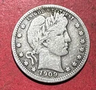 1909 US Barber SILVER Quarter "Philadelphia" Mint! "LIBERTY" Shows! FINE! Coin!