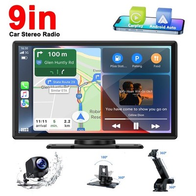 Lamtto 9 Zoll Tragbares Wireless Apple Carplay Android Auto mit Rückfahrkamera