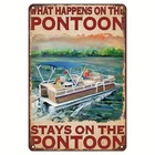Charming Pontoon Boat Tin Metal Signs - Vintage-Inspired, Weatherproof Aluminum