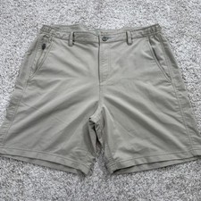 Free Fly Shorts Mens Large Beige Stretch Chino Elastic Waist Travel Casual