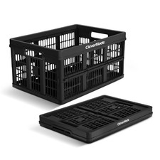 CleverMade Collapsible Utility Crate 45L Foldable Plastic Crate with Heavy Du...