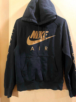 Nike Air Men's Black Fleece Pullover Hoodie Size S Just Do It Sleeve Graphic