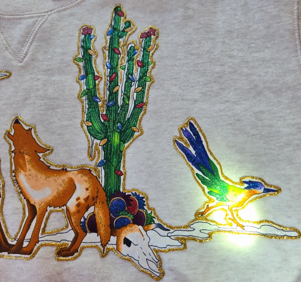 Laura Scott Women's XL Long Sleeve Sweatshirt Southwest Glittery Christmas Top - Image 4 of 4