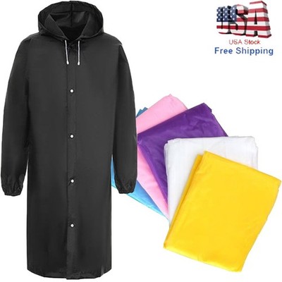 Waterproof Long Raincoat Men Women Rain Coat Hooded Trench Jacket Outdoor Hiking