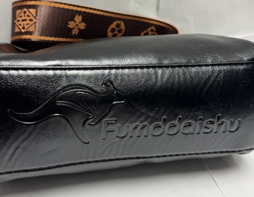 Bolso de Hombro Fumddaishu Cuero Genuino Elegante XBY Negro con Borde Marrón - Imagen 13 de 17